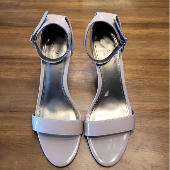 Worthington Patent Leather Strappy Heels 7.5 Nude‑Lilac Open Toe GUC - Picture 4 of 6